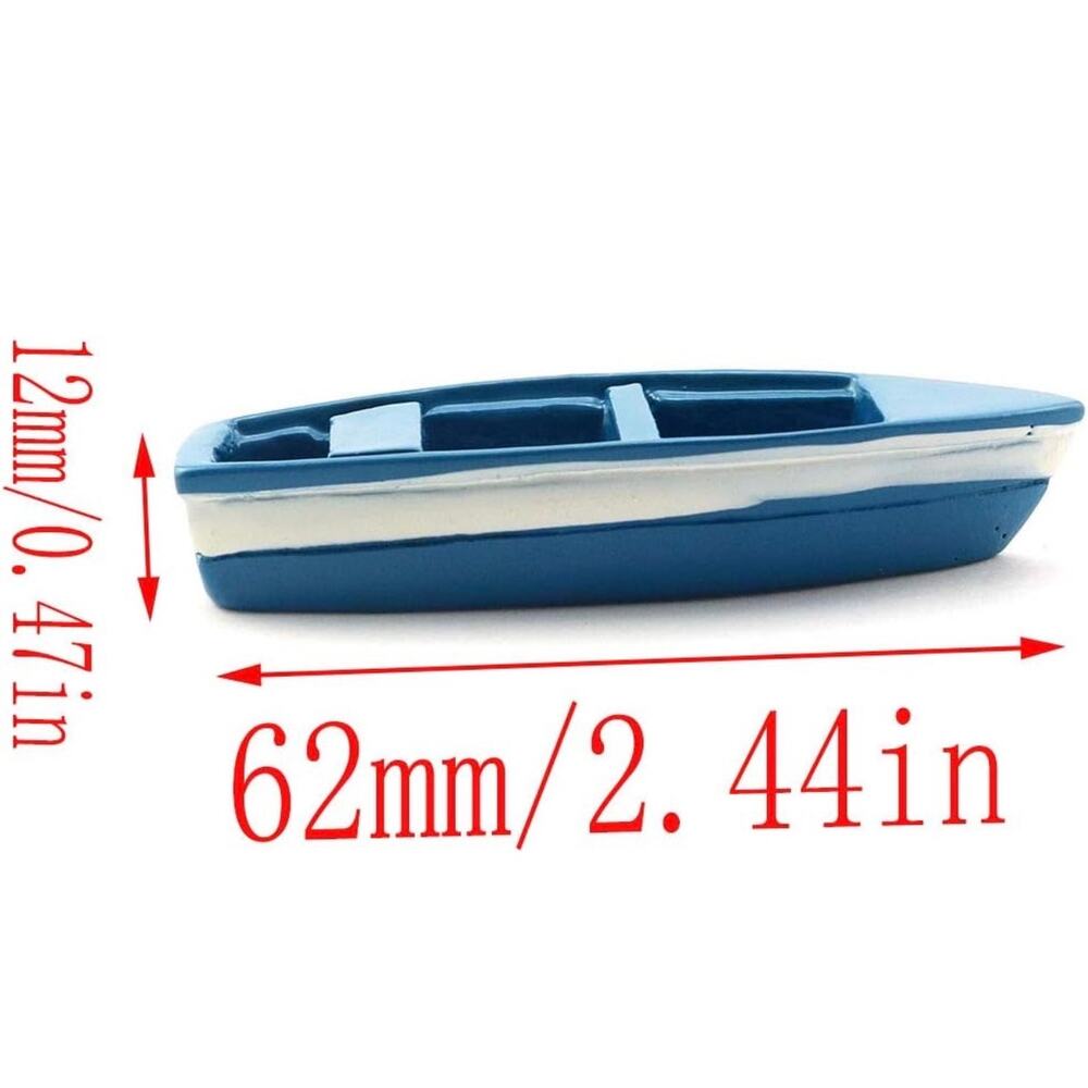 Lovely Miniature Blue Rowboat Little Plastic Boat Canoe Model with Oars